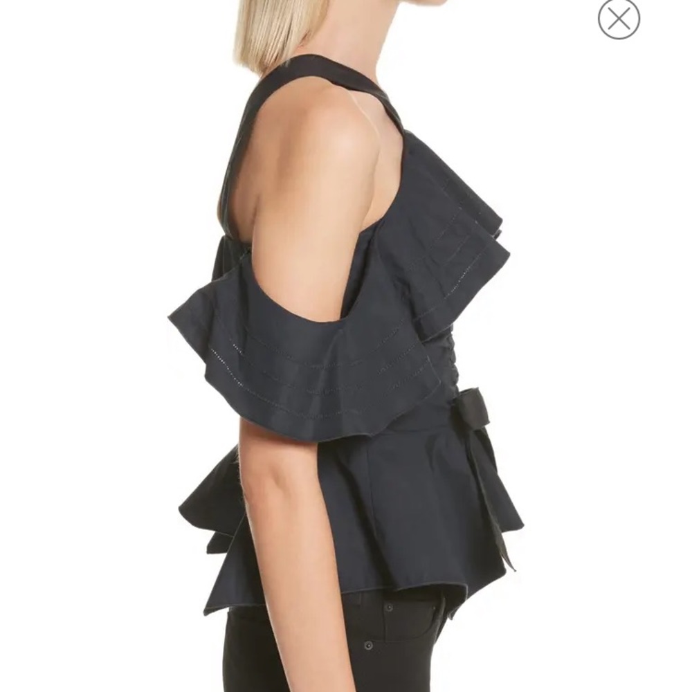 Derek Lam 10 Crosby Off-the-shoulder Halter Ruffled Top In Black Size 10 - Picture 3 of 10